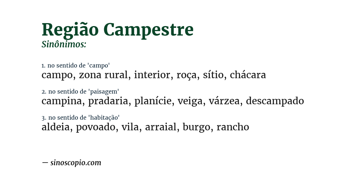 Sinônimo de região campestre