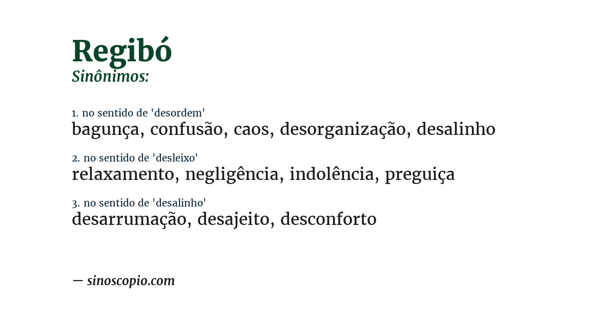 Sinônimo de regibó