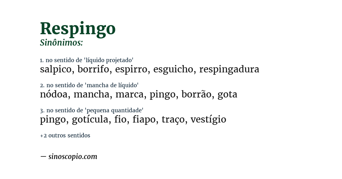 Sinônimo de respingo