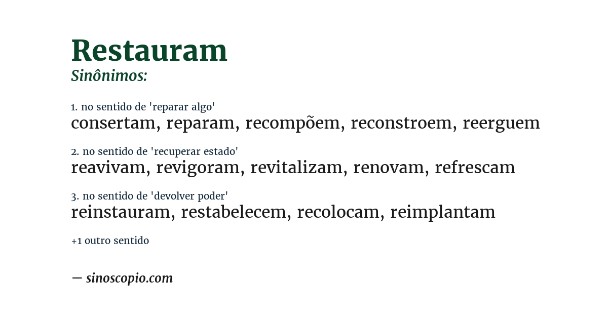 Sinônimo de restauram