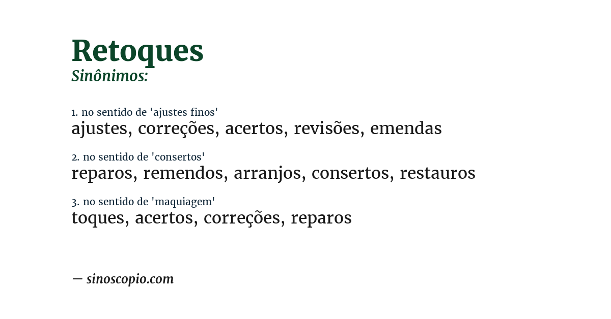 Sinônimo de retoques