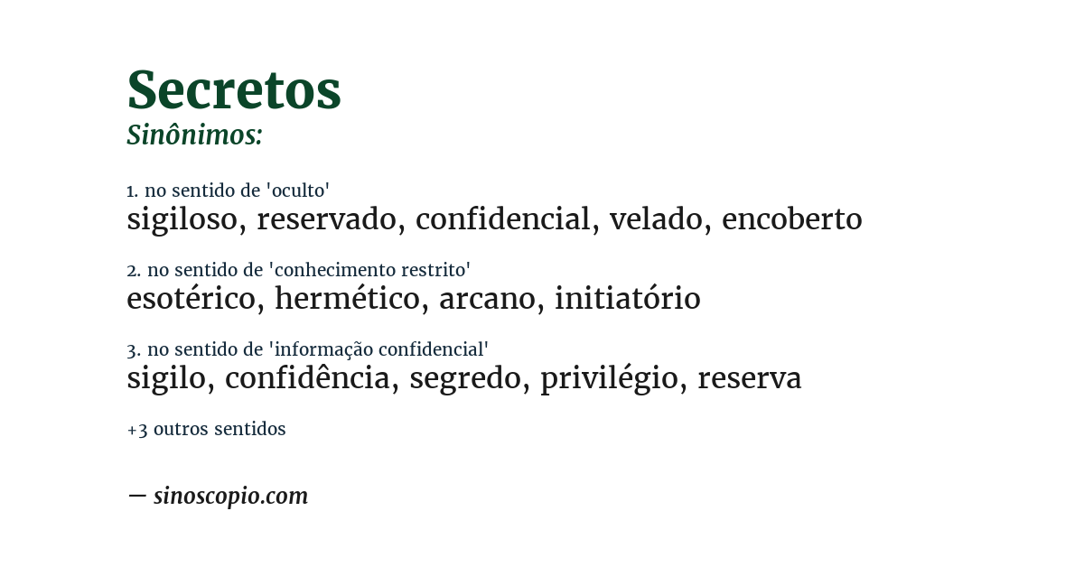 Sinônimo de secretos
