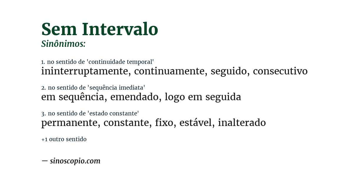Sinônimo de sem intervalo