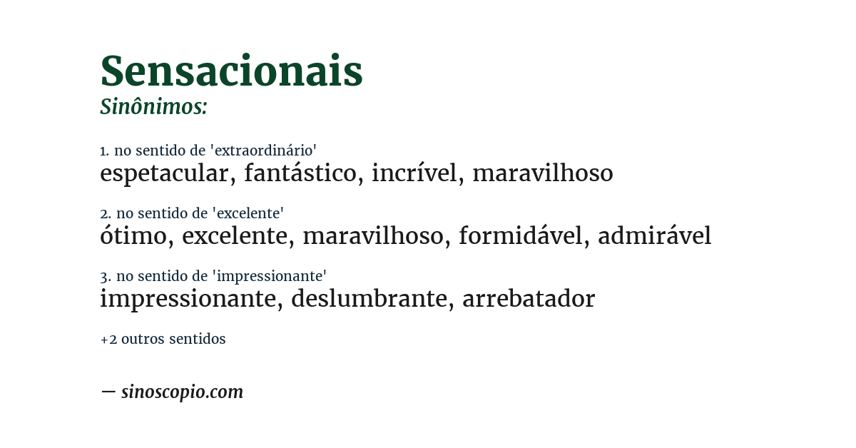 Sinônimo de sensacionais