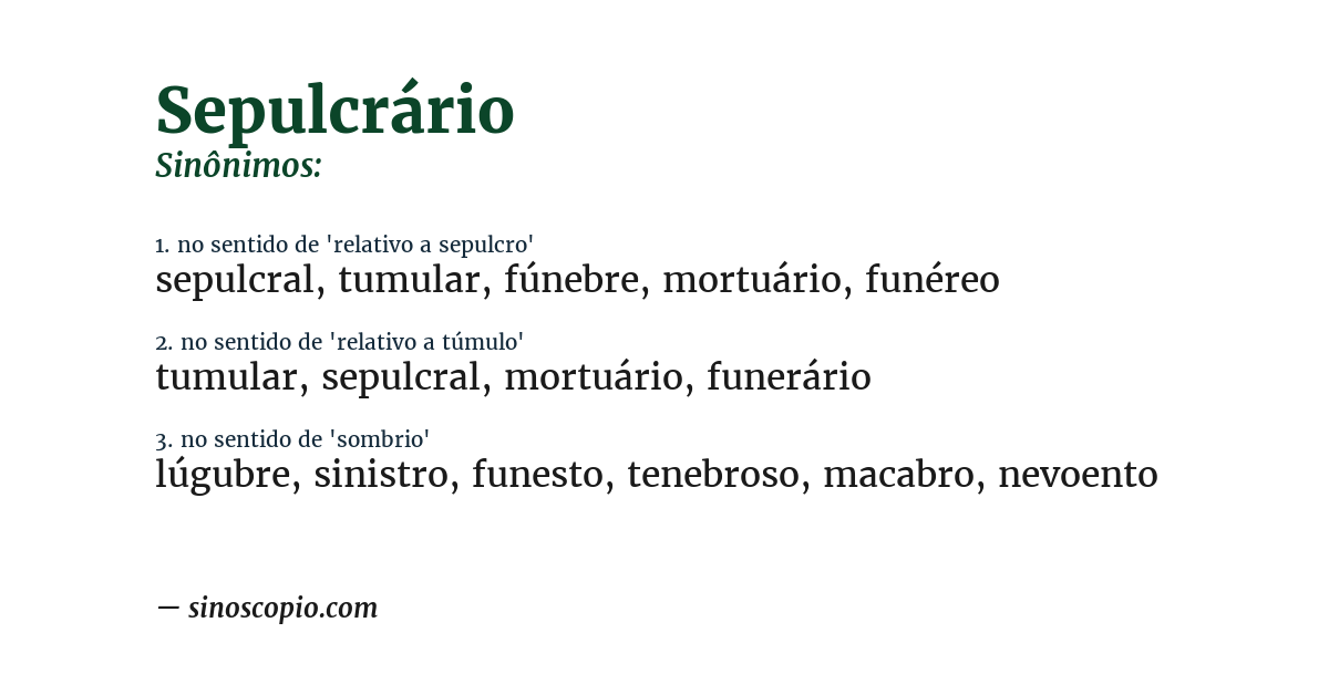 Sinônimo de sepulcrário