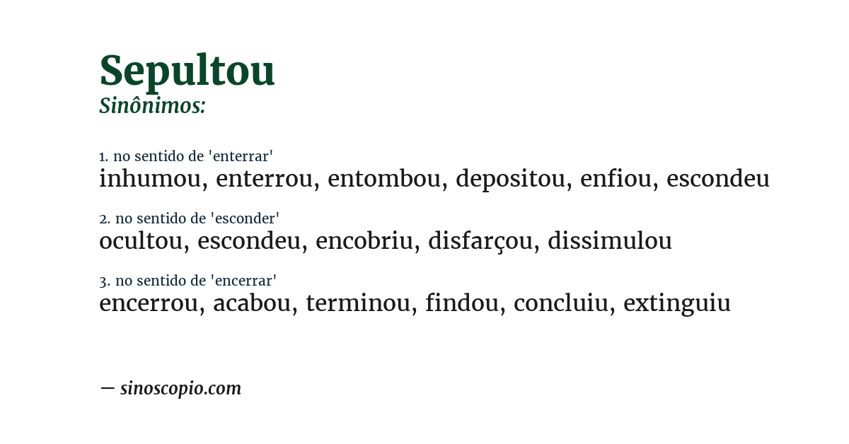 Sinônimo de sepultou