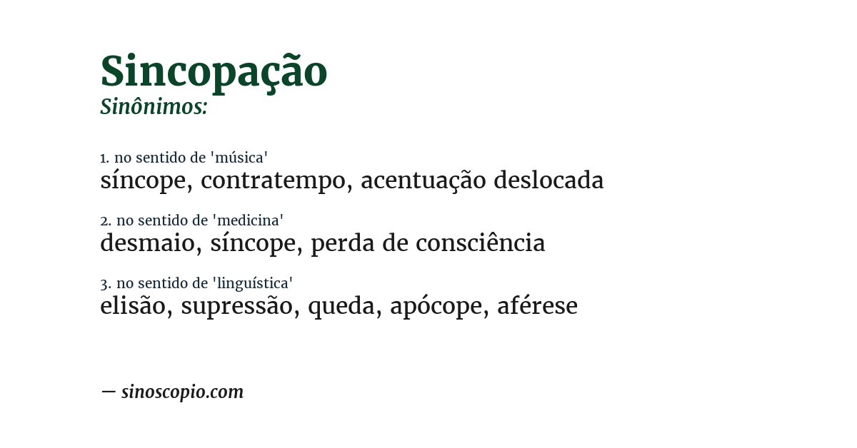 Sinônimo de sincopação