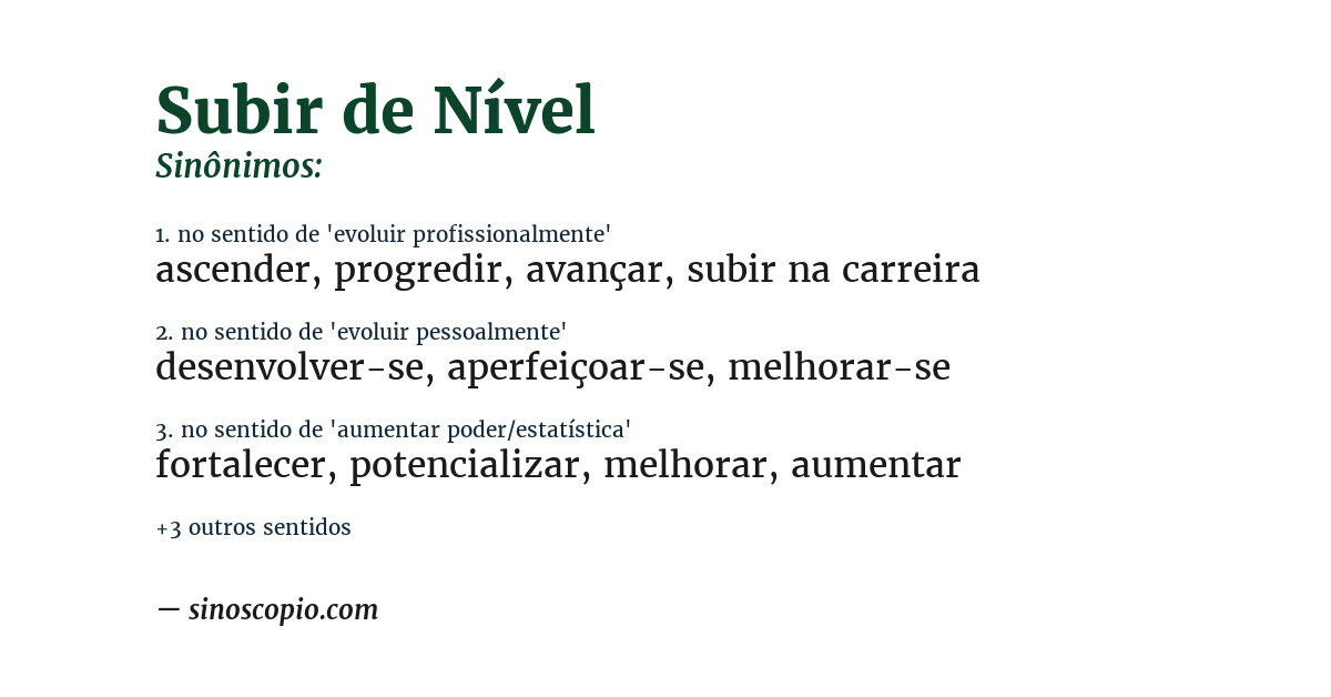 Sinônimo de subir de nível