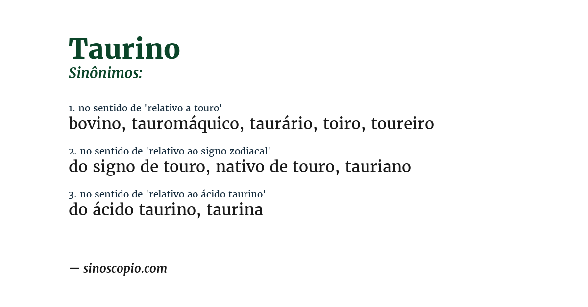 Sinônimo de taurino