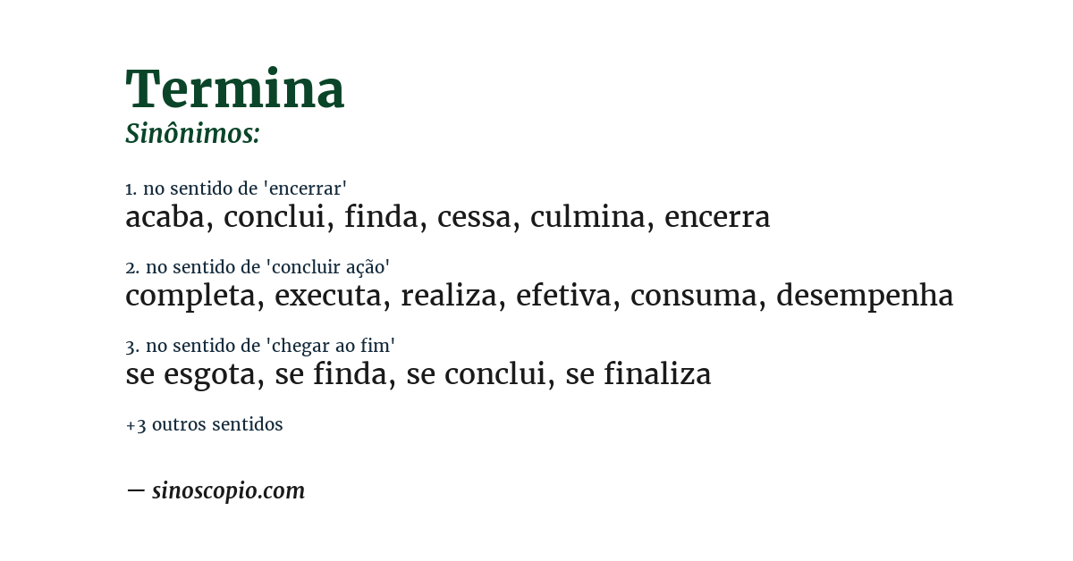 Sinônimo de termina