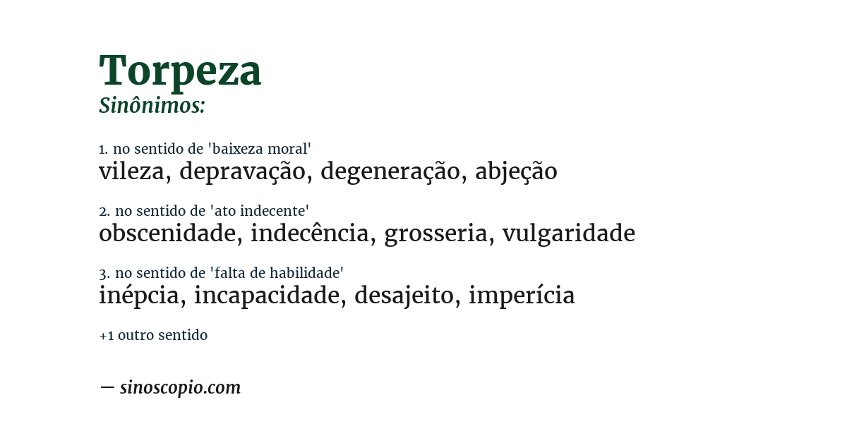 Sinônimo de torpeza