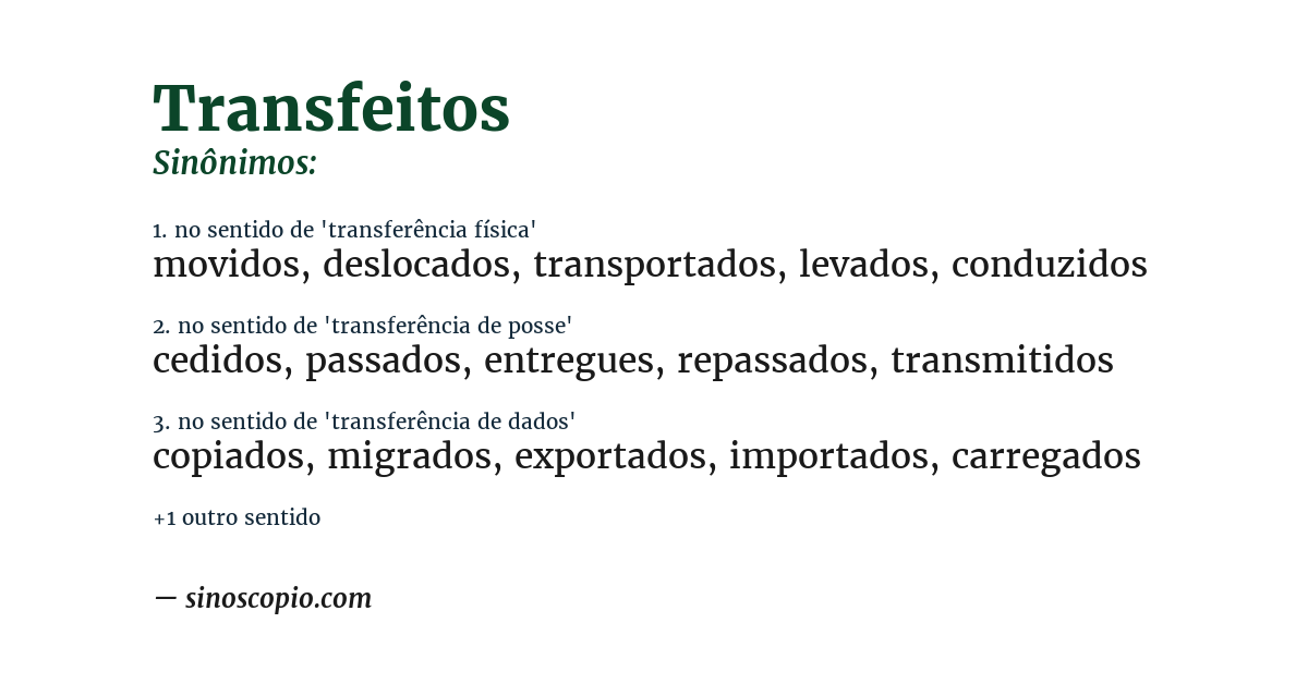 Sinônimo de transfeitos