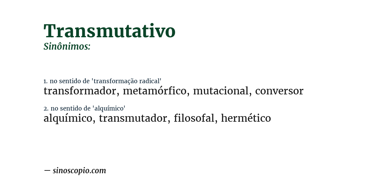 Sinônimo de transmutativo