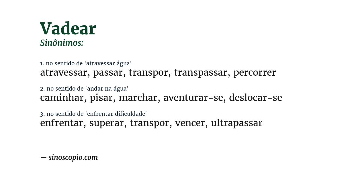 Sinônimo de vadear