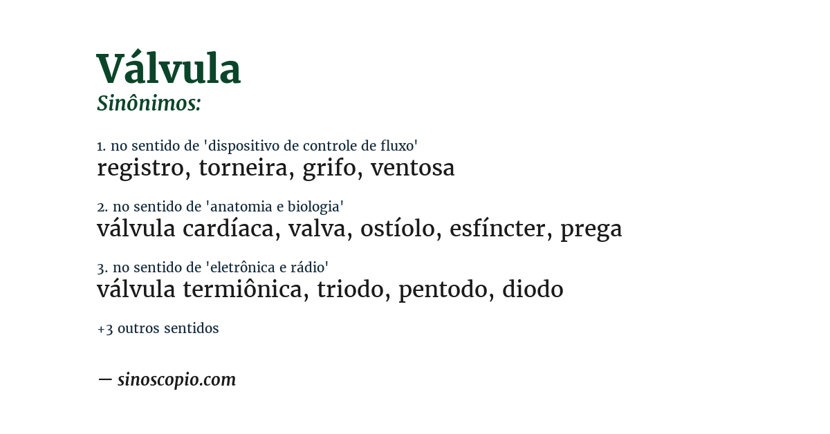 Sinônimo de válvula