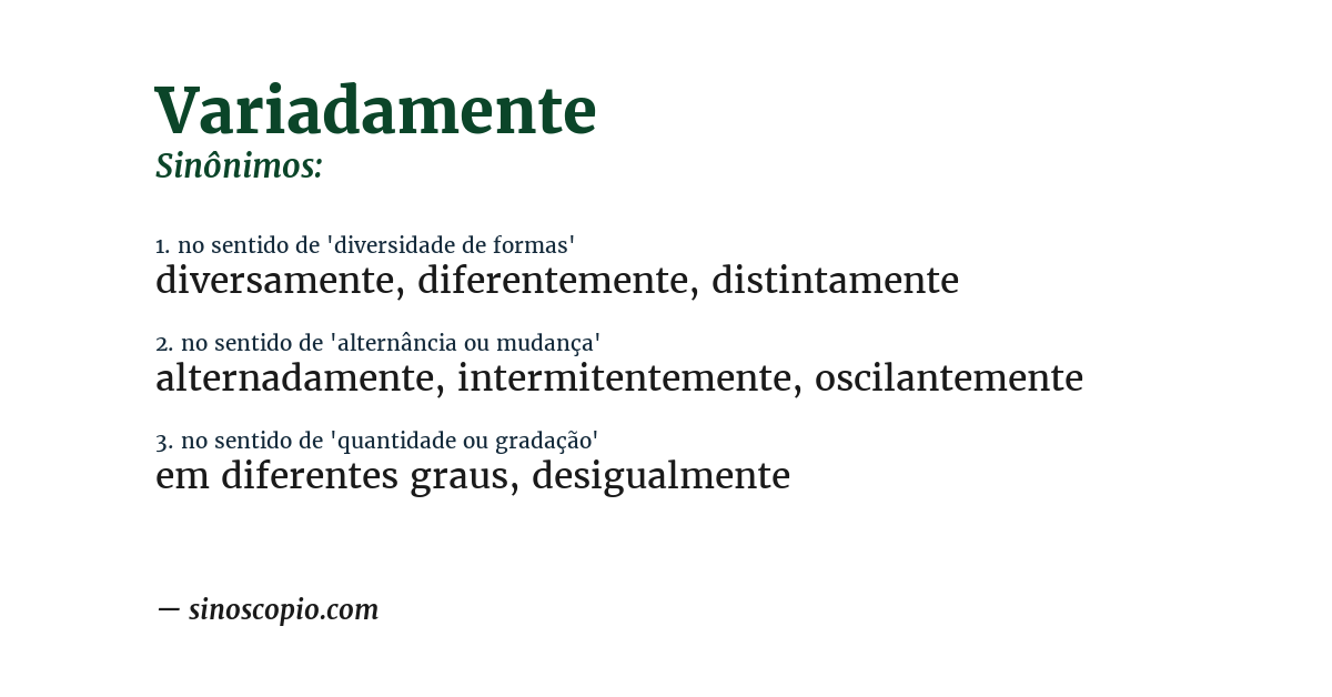 Sinônimo de variadamente