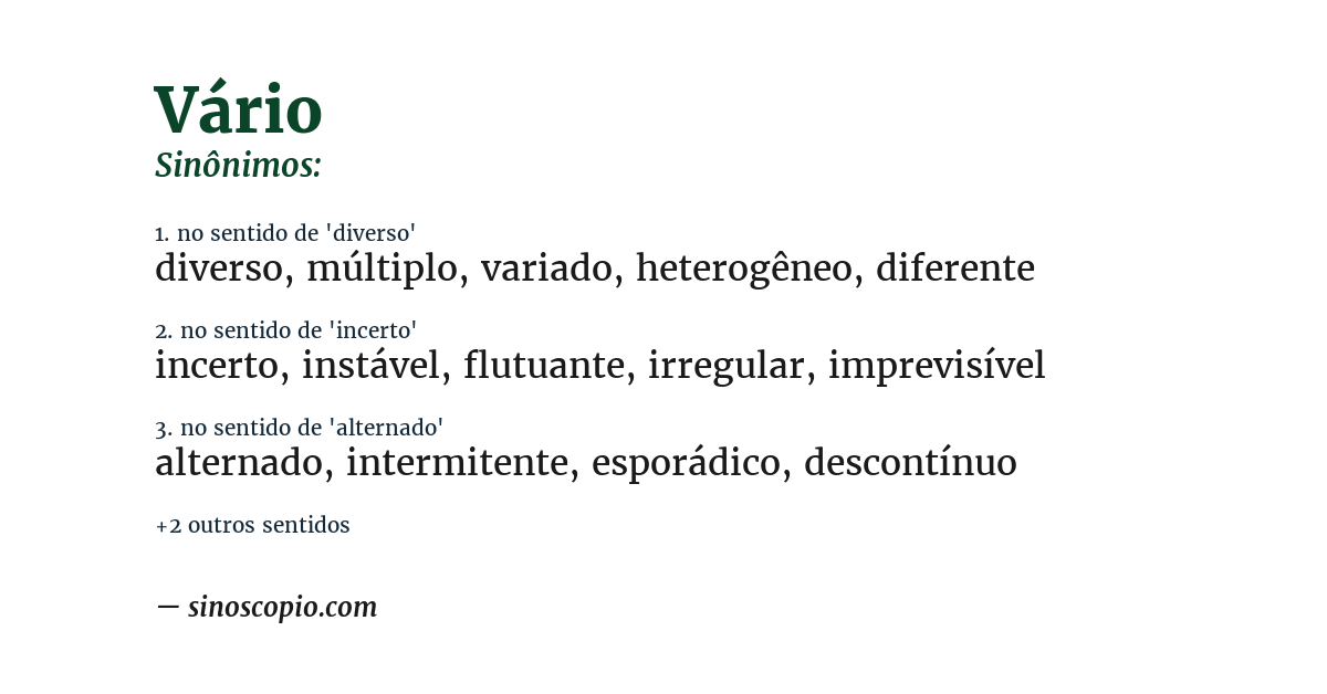Sinônimo de vário