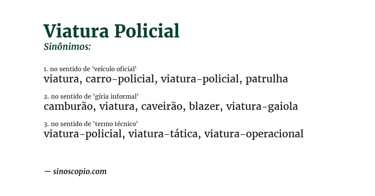 Sinônimo de viatura policial