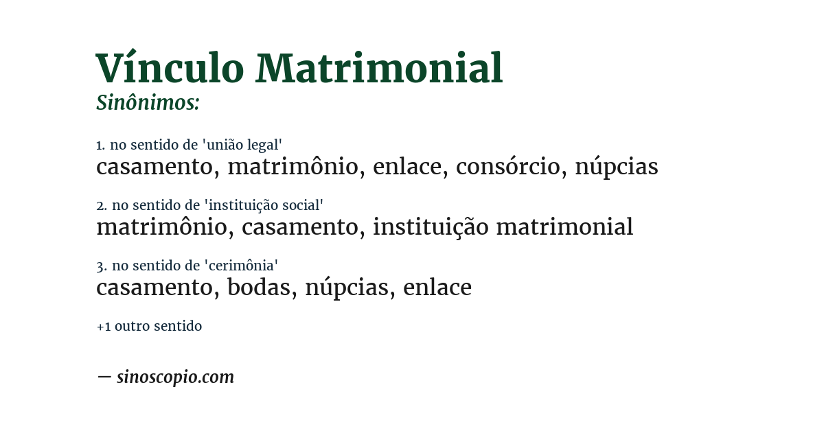 Sinônimo de vínculo matrimonial