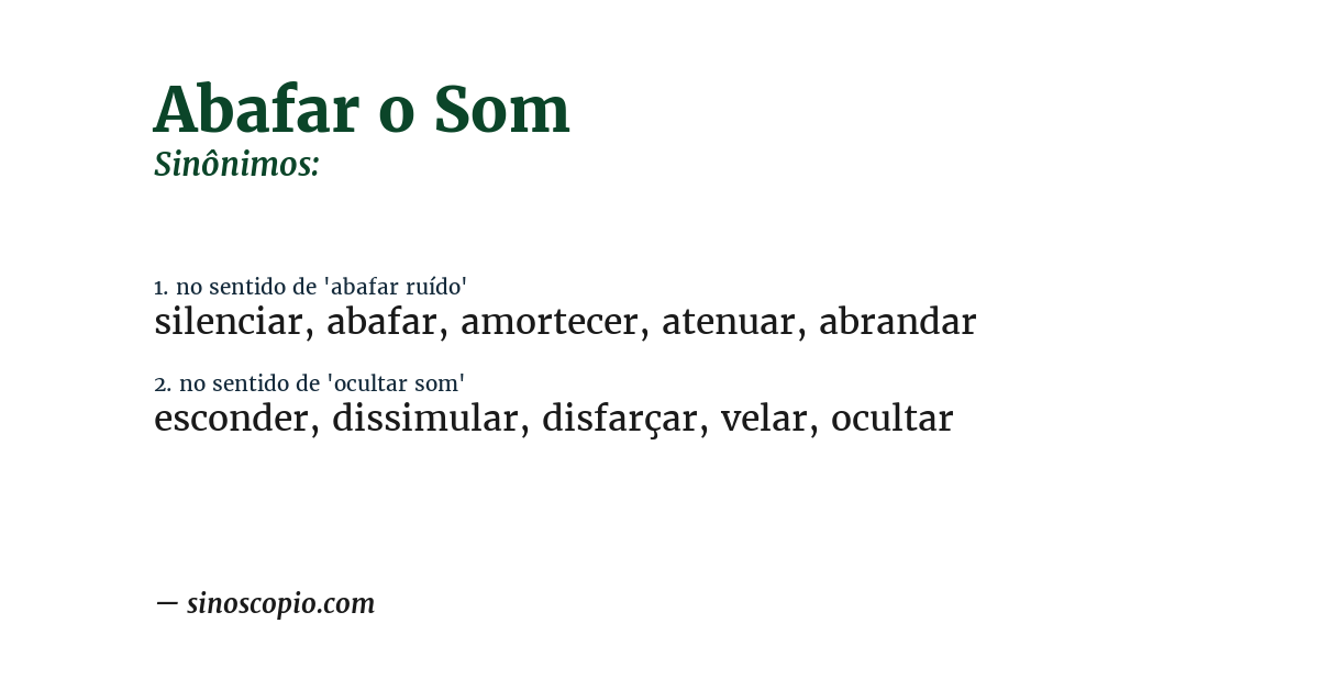 Sinônimo de abafar o som