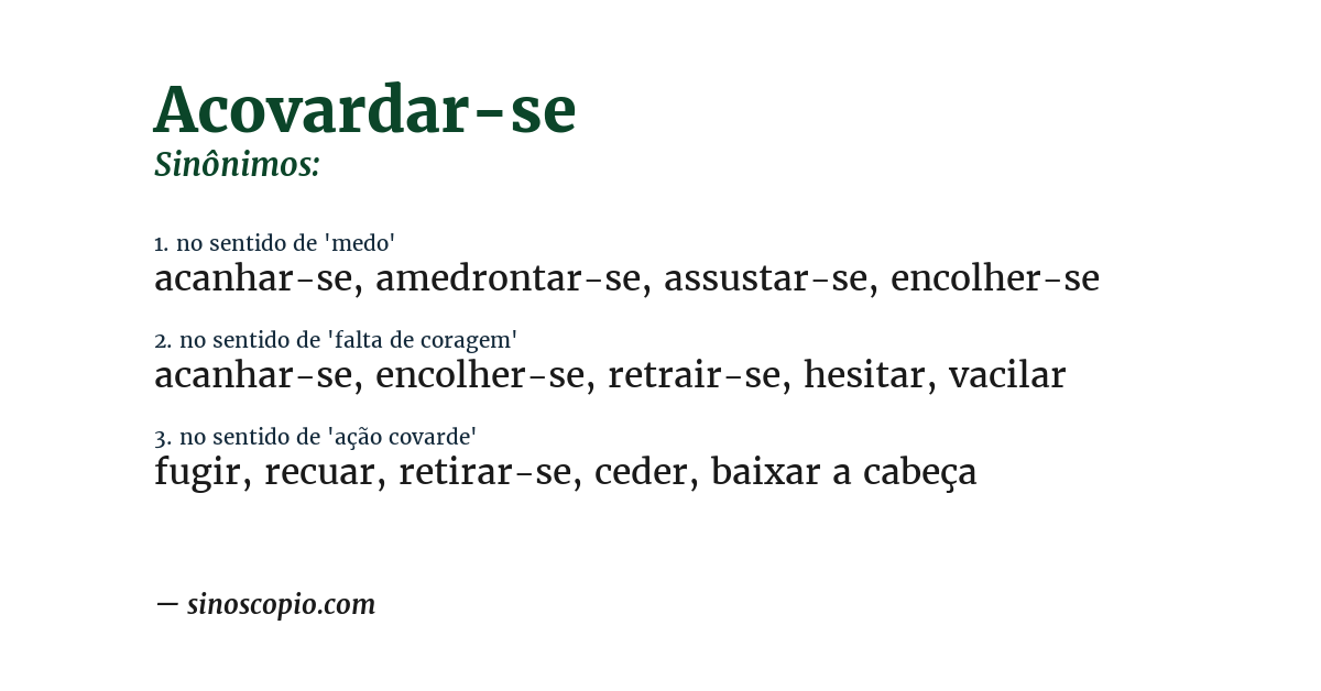 Sinônimo de acovardar-se