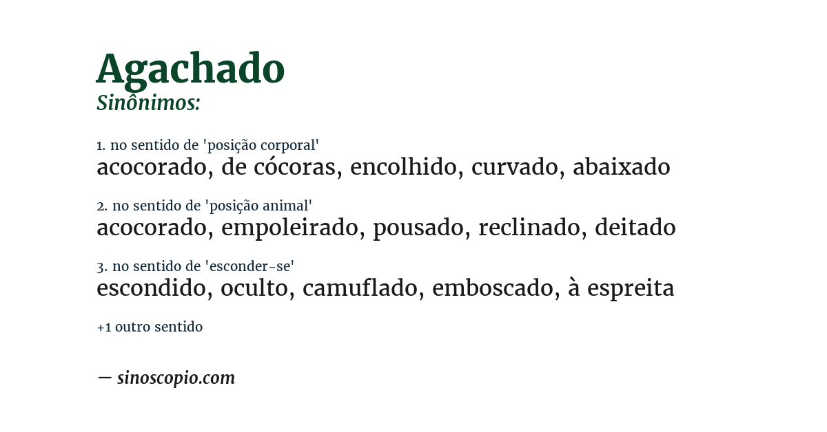 Sinônimo de agachado