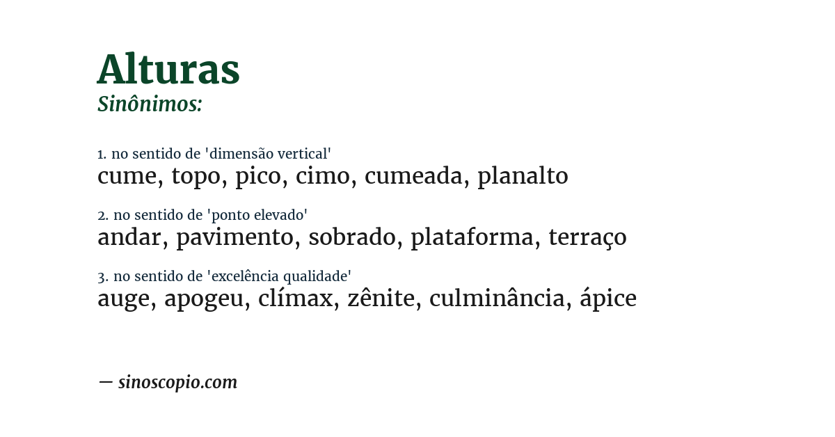 Sinônimo de alturas