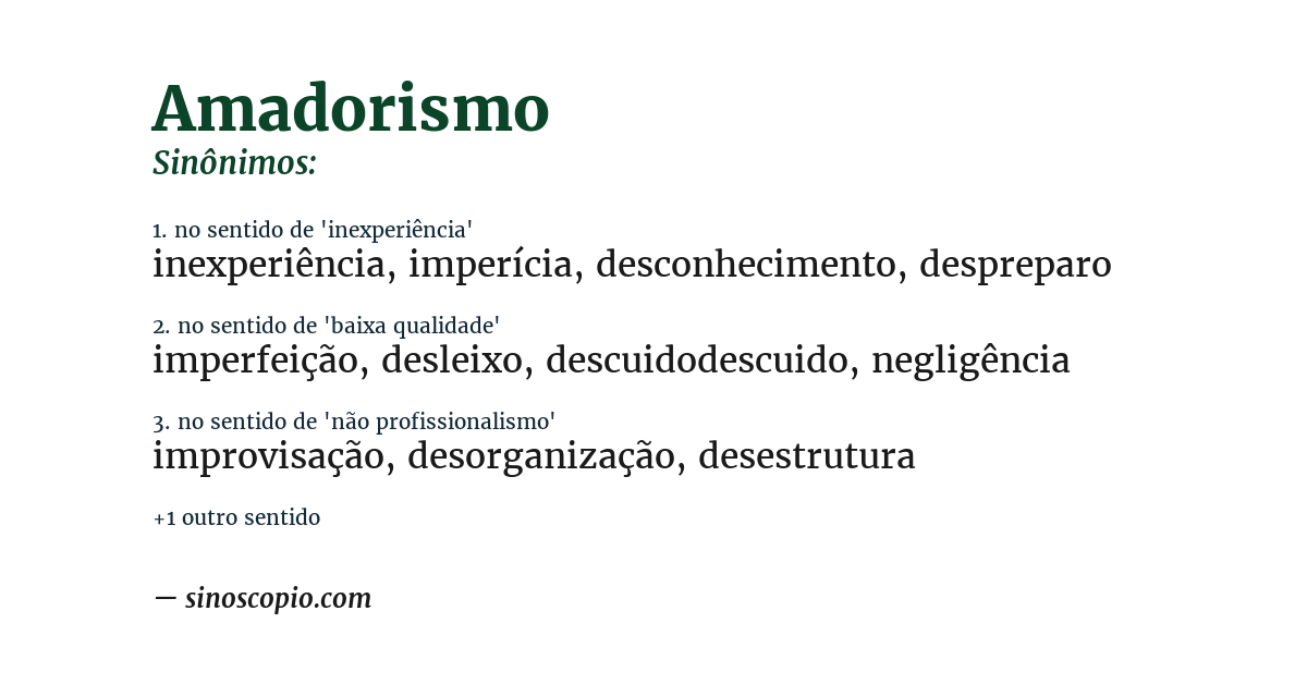 Sinônimo de amadorismo