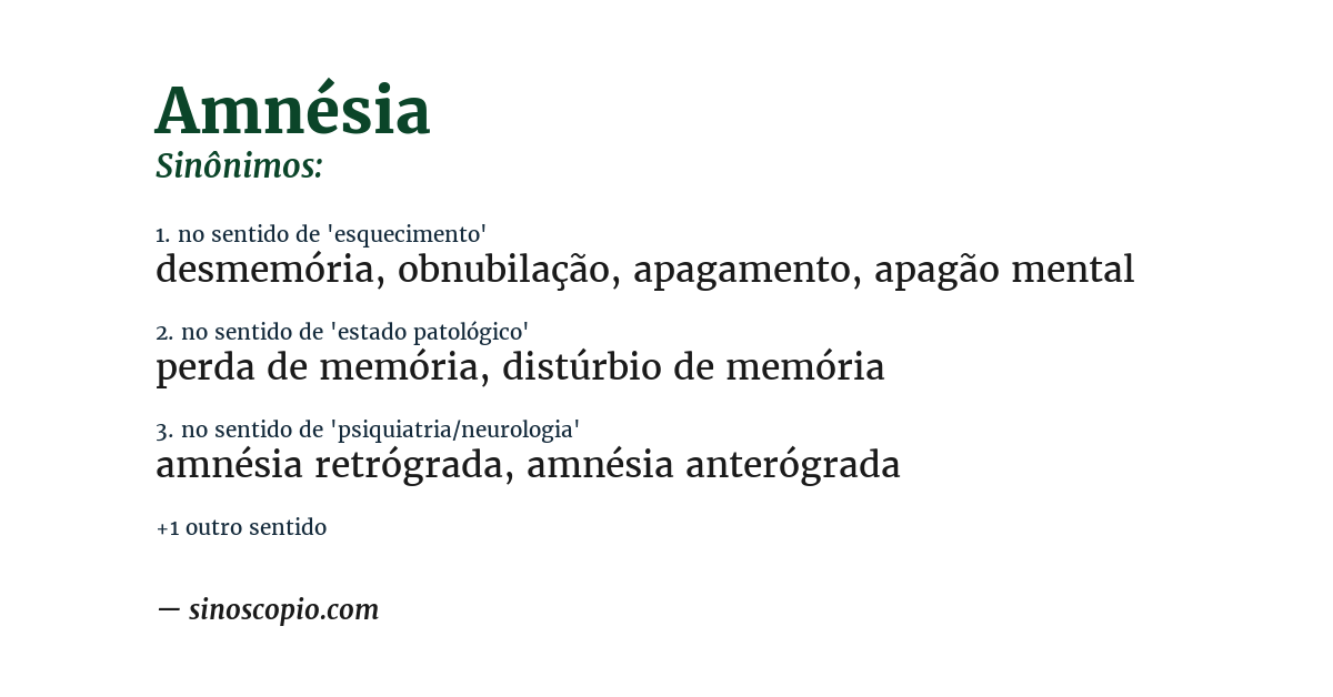 Sinônimo de amnésia