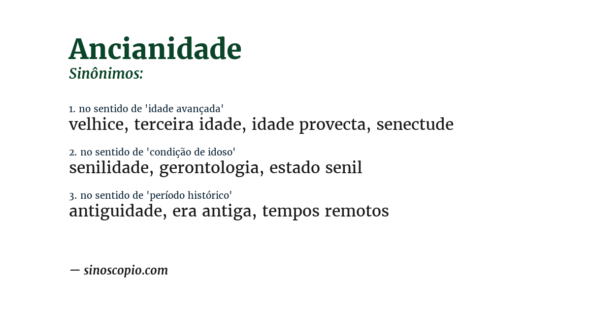 Sinônimo de ancianidade