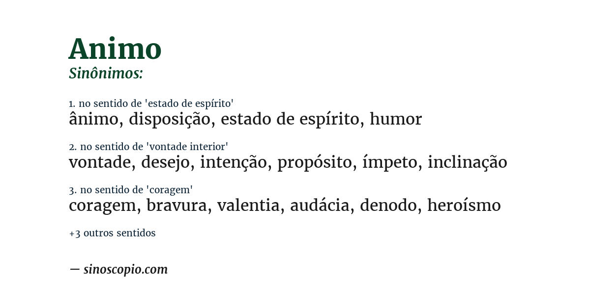Sinônimo de animo