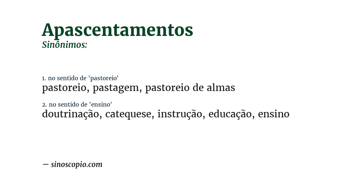 Sinônimo de apascentamentos