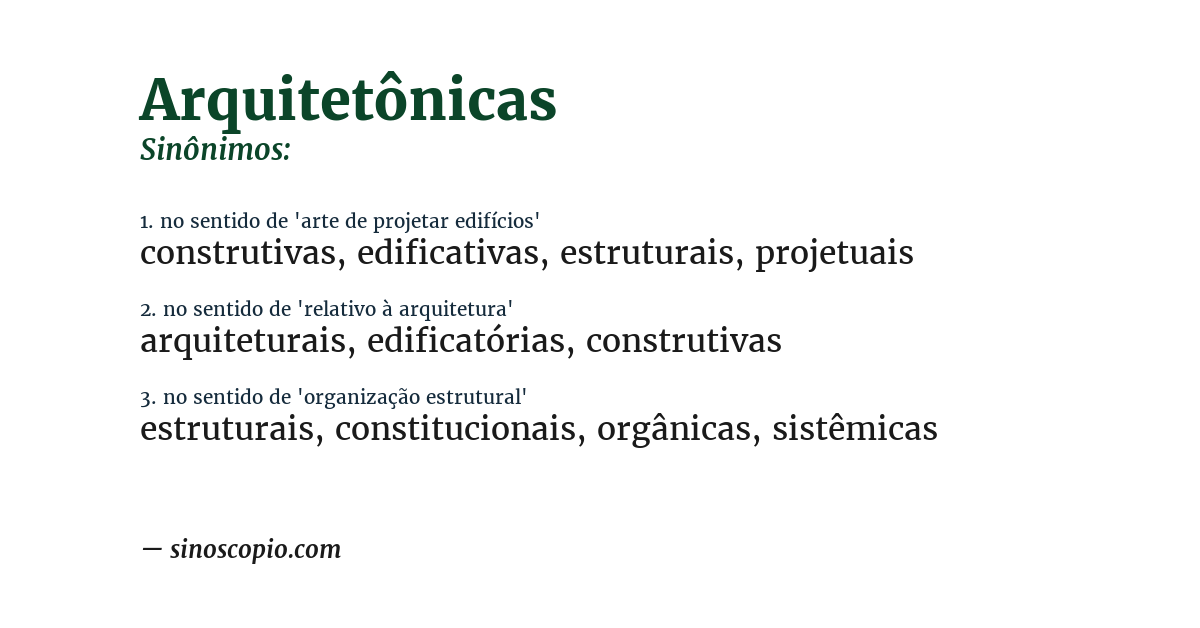 Sinônimo de arquitetônicas