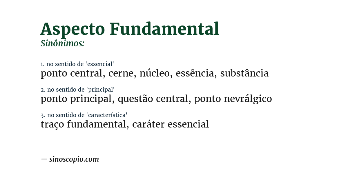 Sinônimo de aspecto fundamental