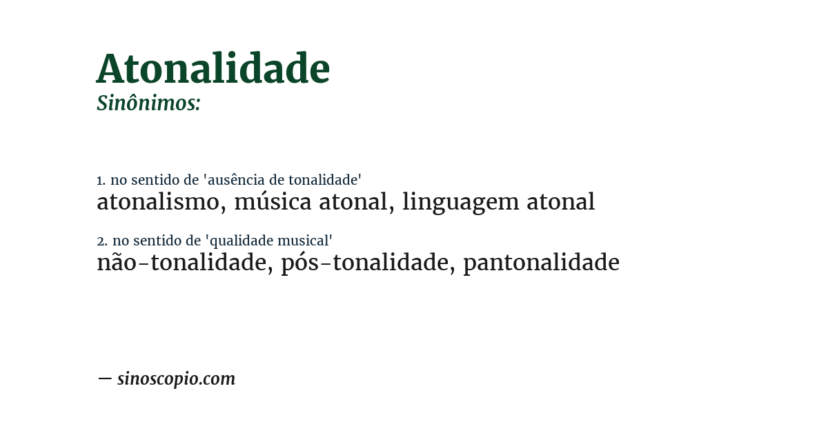 Sinônimo de atonalidade