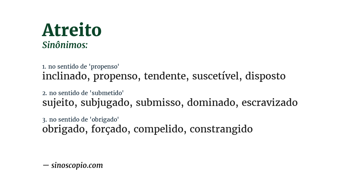 Sinônimo de atreito