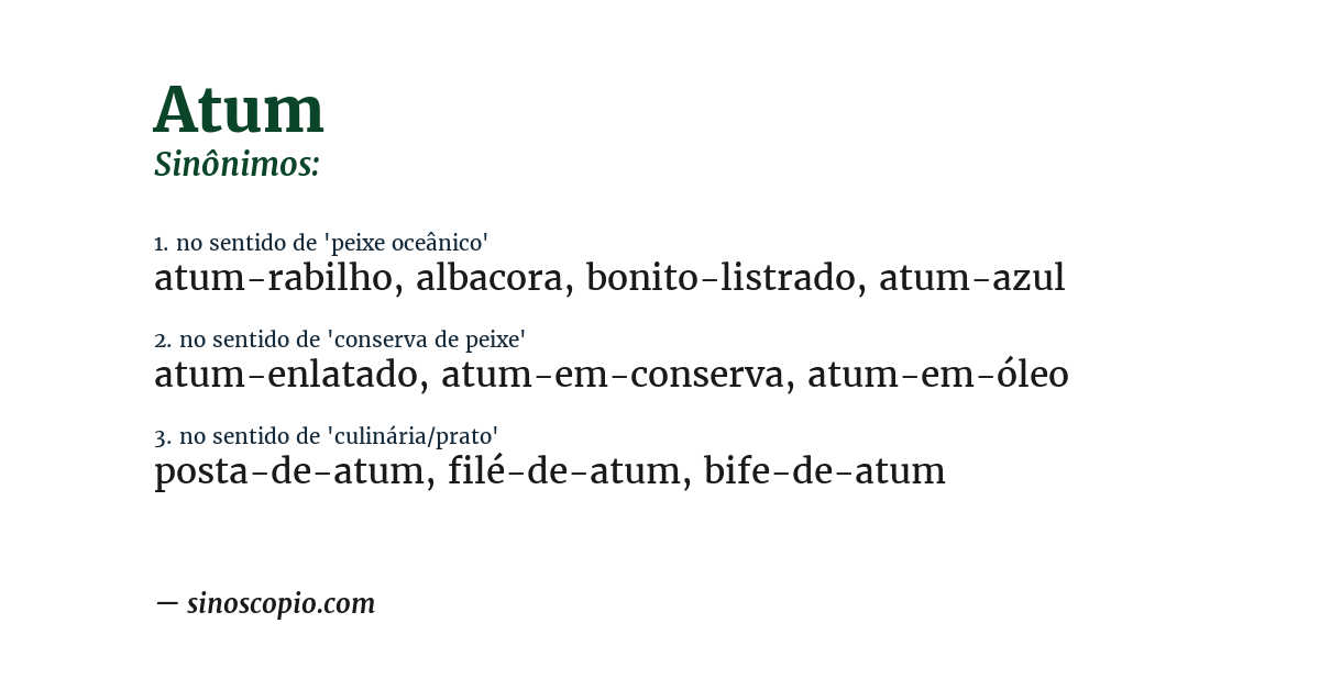 Sinônimo de atum