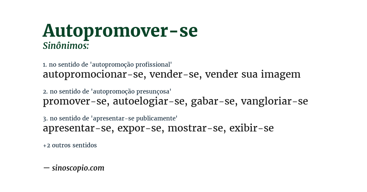 Sinônimo de autopromover-se