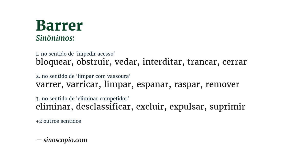 Sinônimo de barrer