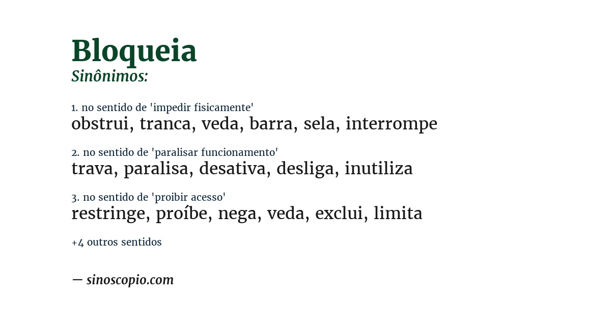 Sinônimo de bloqueia