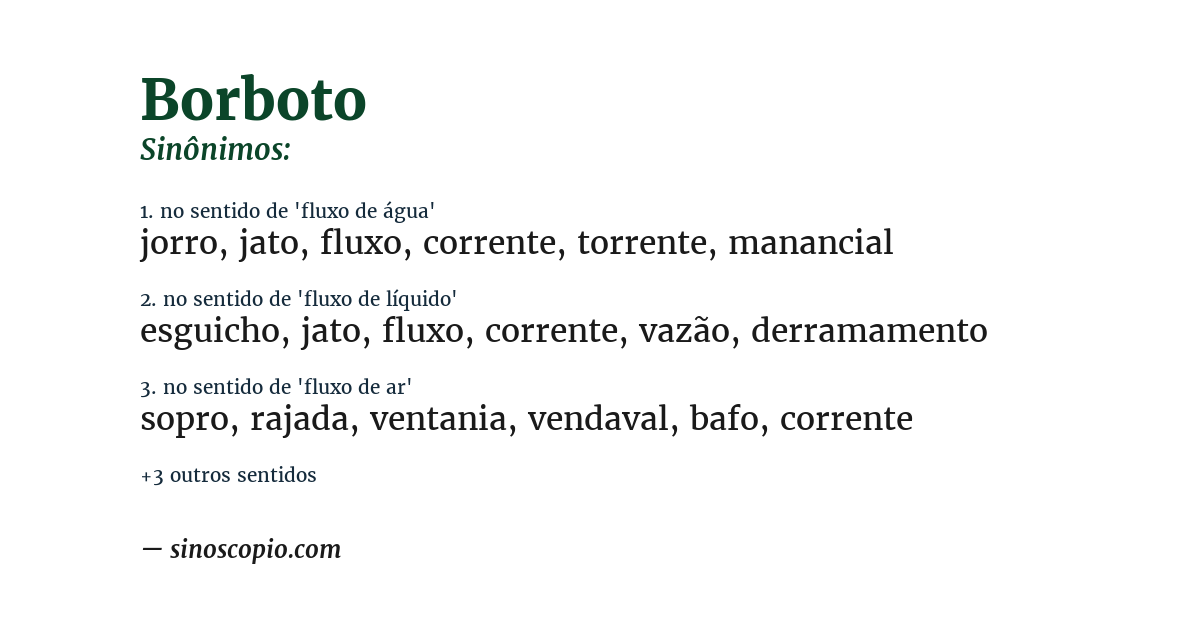 Sinônimo de borboto
