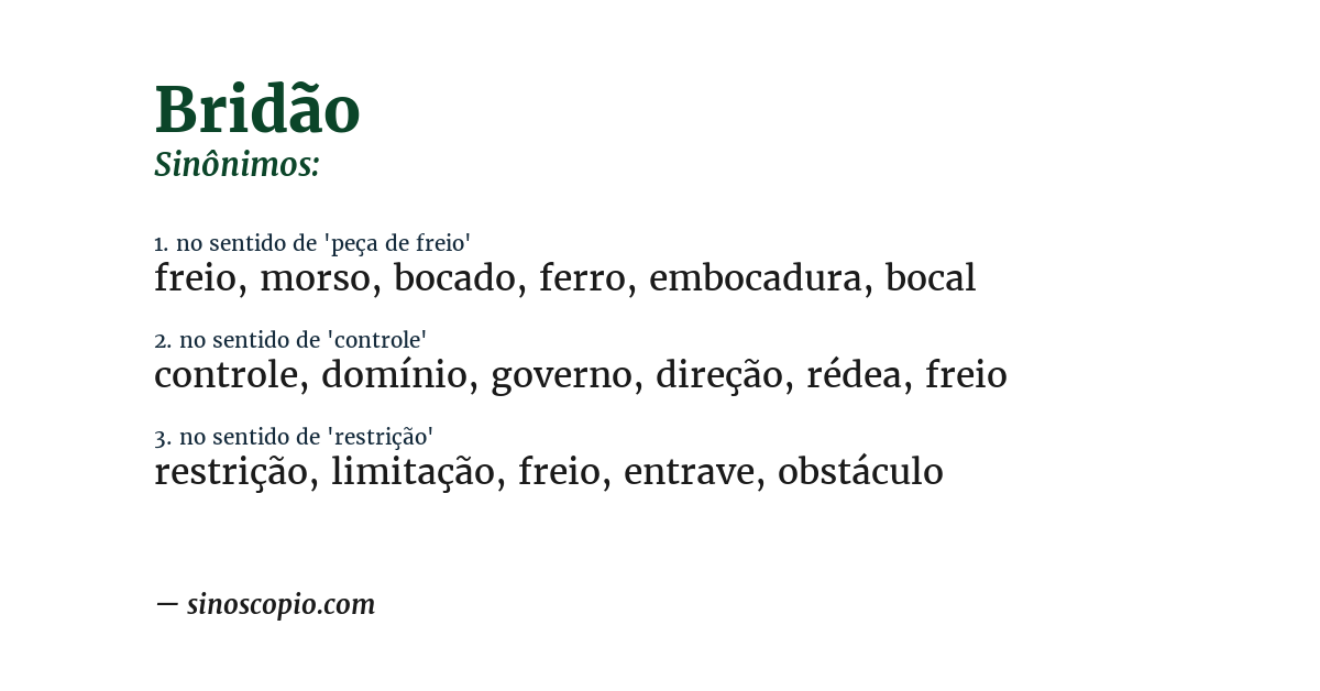 Sinônimo de bridão
