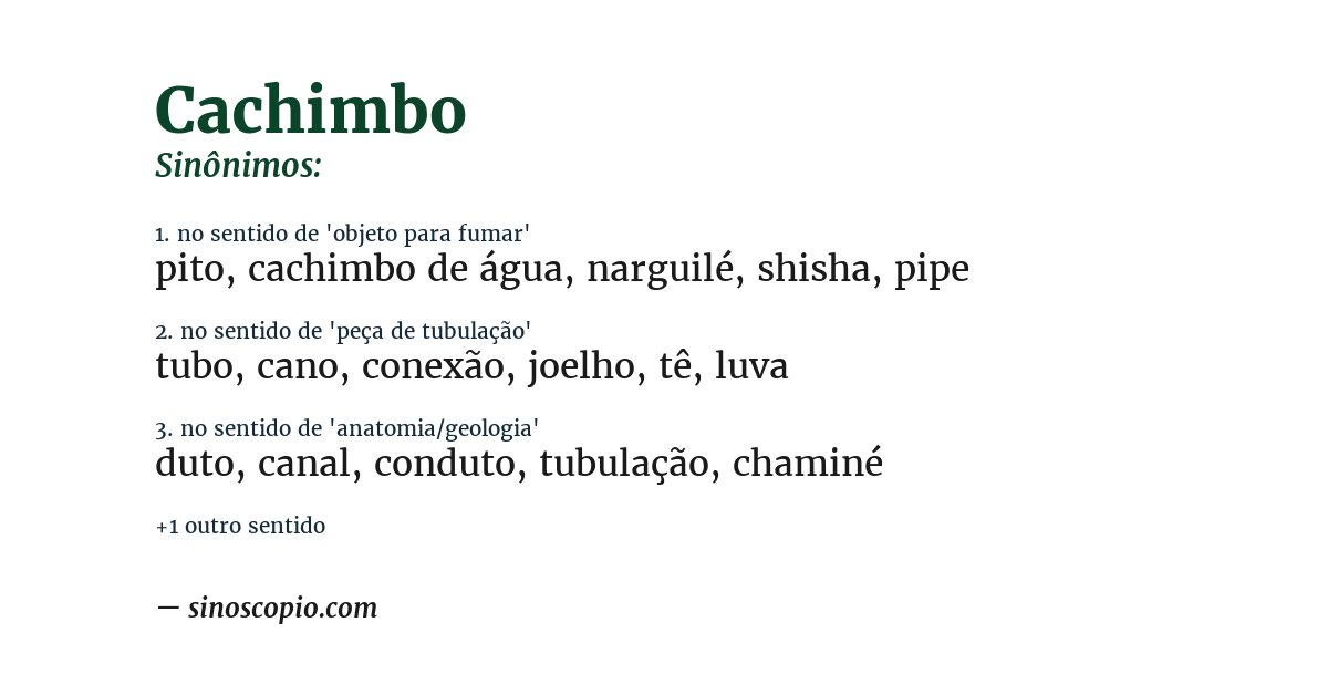 Sinônimo de cachimbo