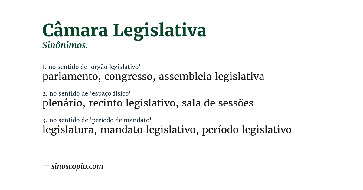 Sinônimo de câmara legislativa