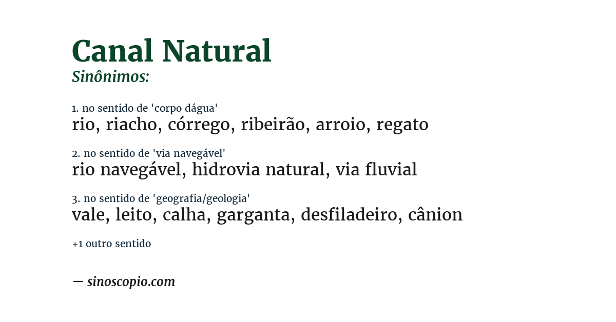 Sinônimo de canal natural