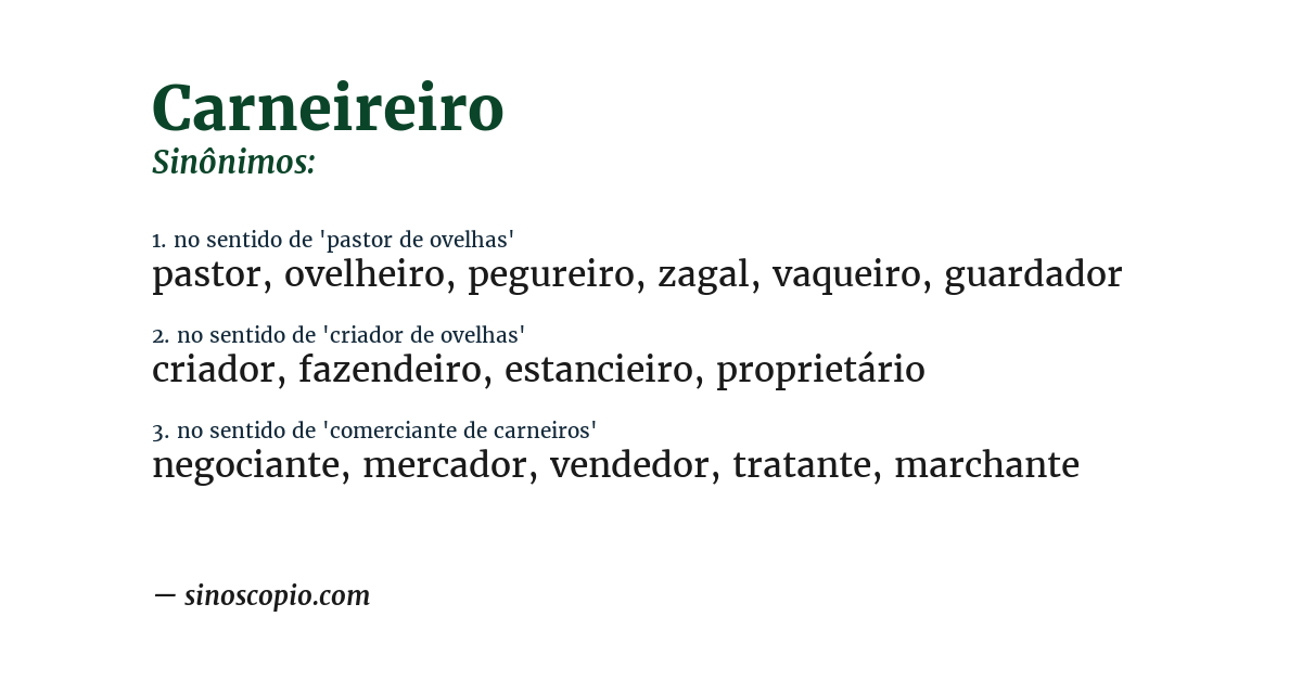 Sinônimo de carneireiro
