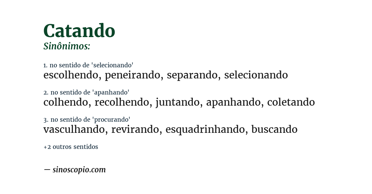 Sinônimo de catando