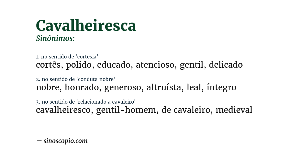 Sinônimo de cavalheiresca