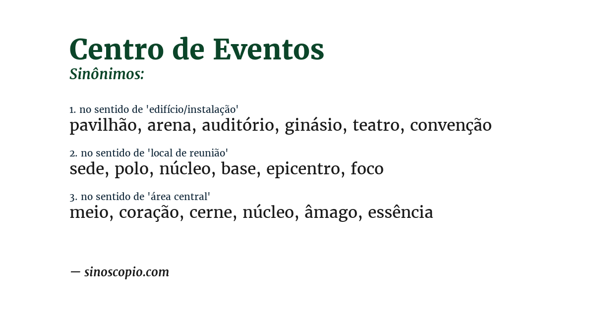 Sinônimo de centro de eventos