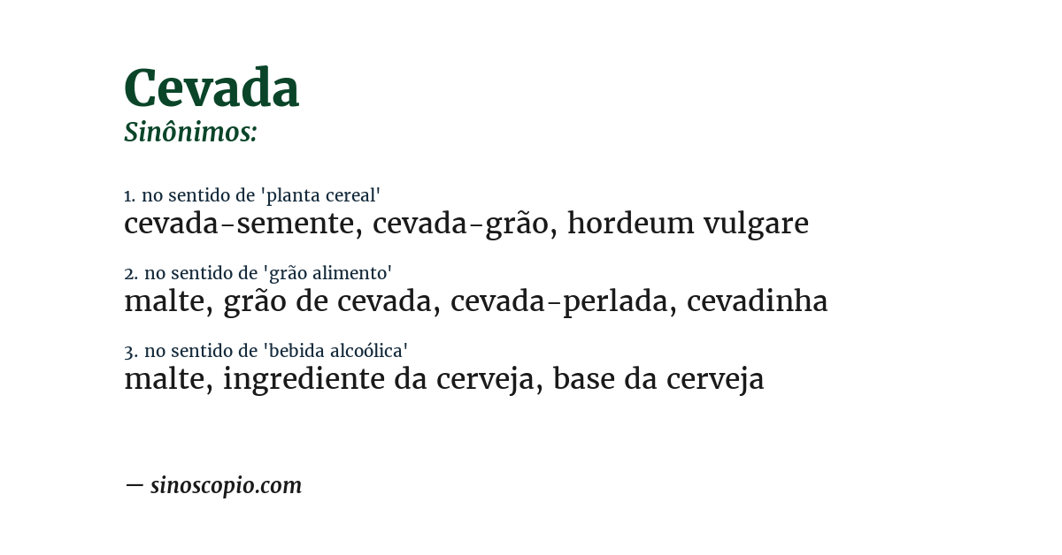 Sinônimo de cevada